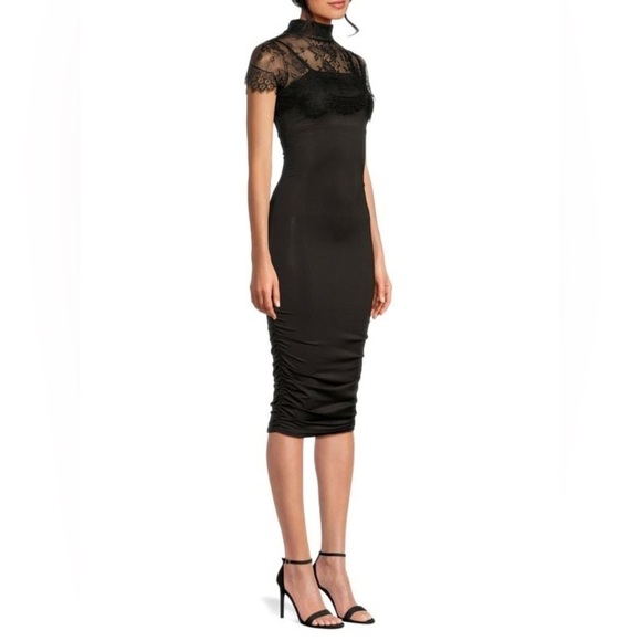 NEW The Fashion Poet Black Midi Sheath Dress and Lace Top - Picture 3 of 6